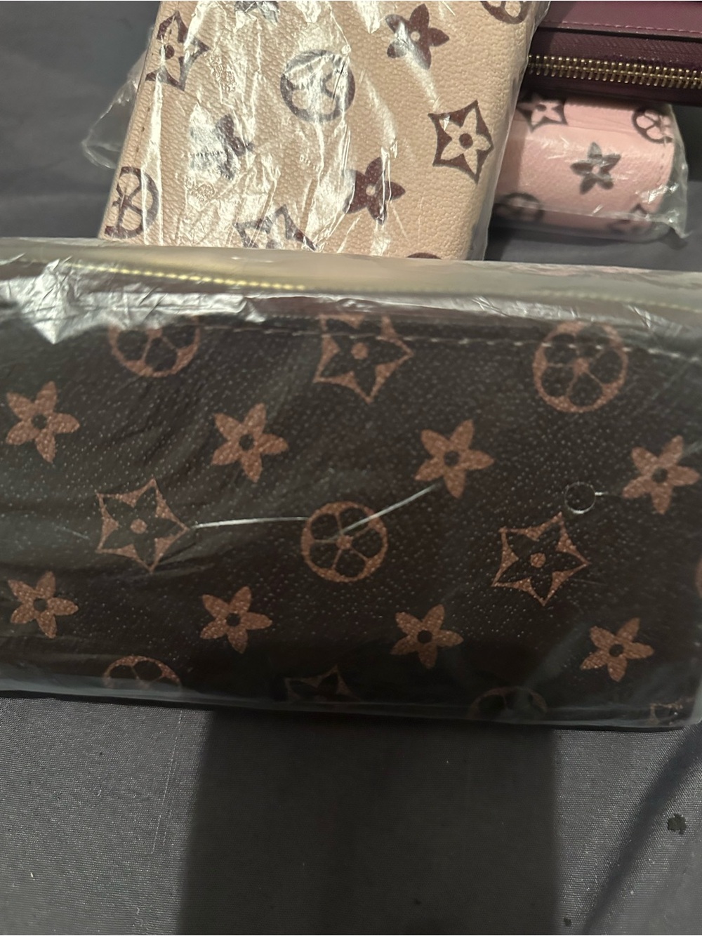 Designer-Inspired Brown Monogram Wallet - Brown